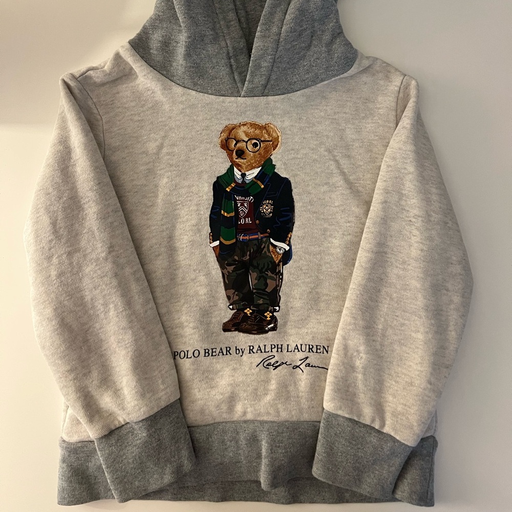 Ralph Lauren Gray Kids Hoodie with Polo Bear